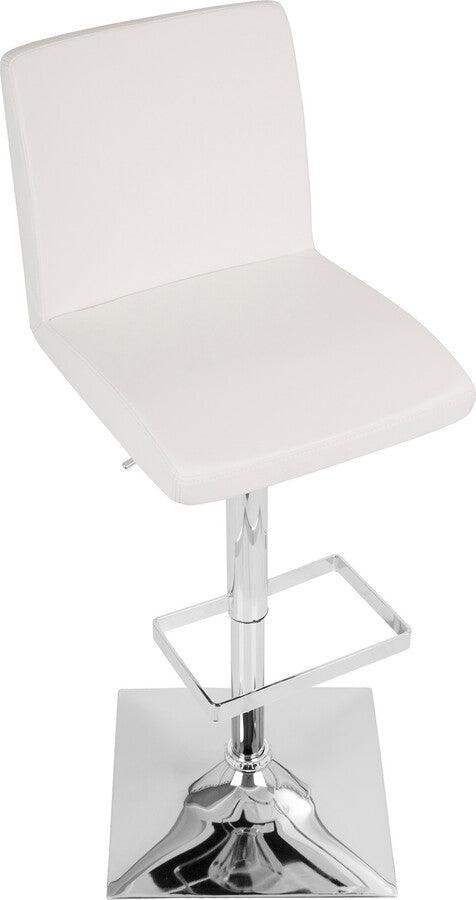 Lumisource Barstools - Captain Contemporary Adjustable Barstool with Swivel in White Faux Leather