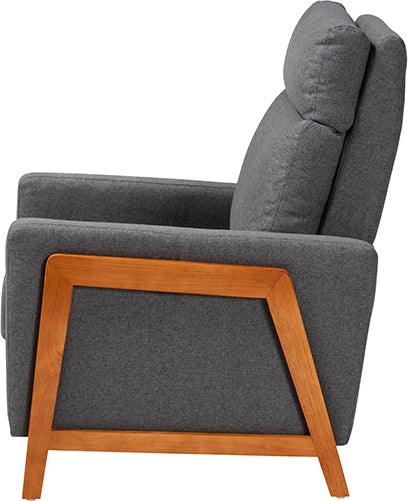 Wholesale Interiors Accent Chairs - Halstein Mid-Century Modern Grey Fabric & Walnut Brown Finished Wood Lounge Chair