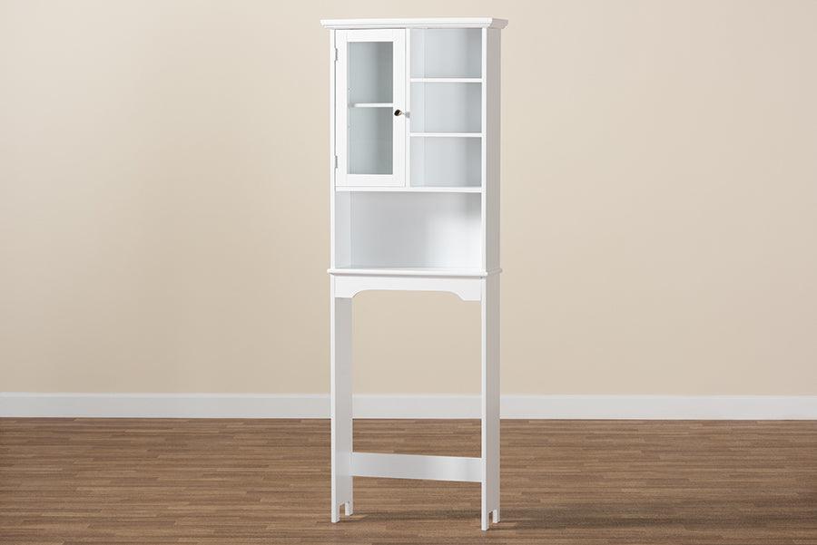 Wholesale Interiors Bathroom Vanity - Campbell White Finished Wood Over the Toilet Bathroom Storage Cabinet