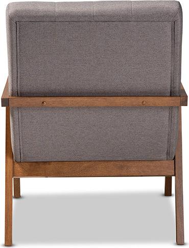 Wholesale Interiors Accent Chairs - Naeva Mid-Century Modern Grey Fabric Upholstered Walnut Finished Wood Armchair