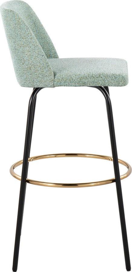 Lumisource Barstools - Toriano 30" Fixed Height Barstool With Swivel In Light Green Fabric & Black Metal (Set of 2)