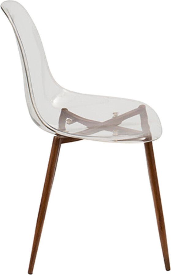 Lumisource Dining Chairs - Clara Mid-Century Modern Dining Chair in Walnut and Clear - Set of 2