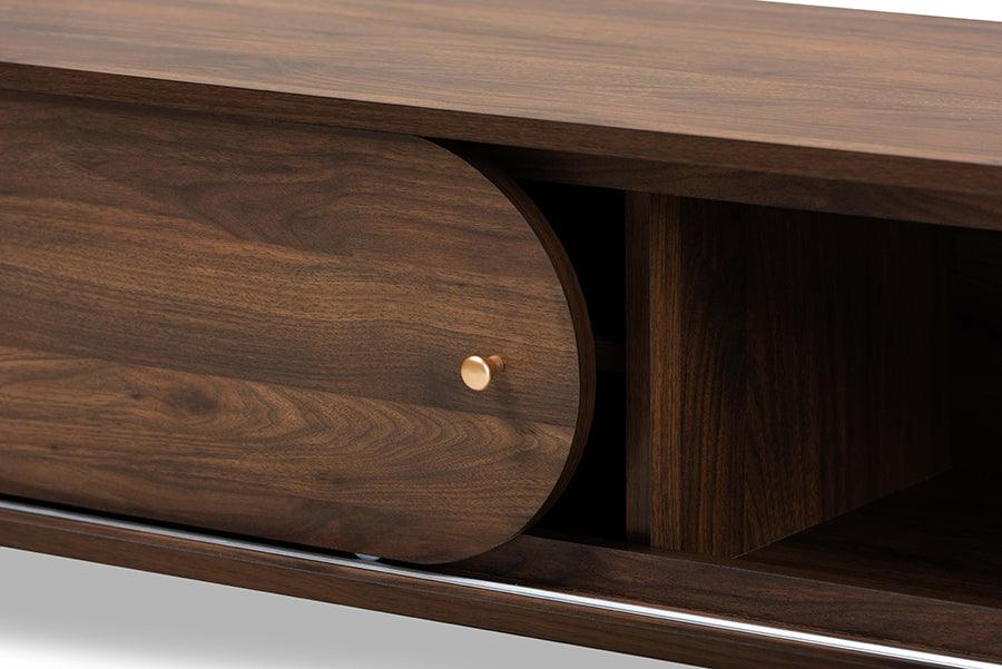 Wholesale Interiors TV & Media Units - Dena Walnut Brown Wood and Gold Finished TV Stand