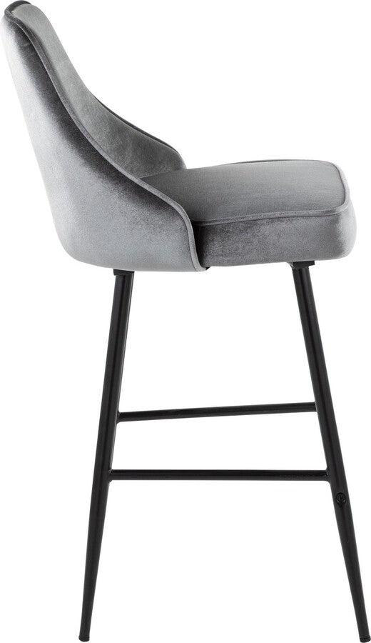 Lumisource Barstools - Marcel 25" Counter Stool In Black Metal & Blue Velvet (Set of 2)