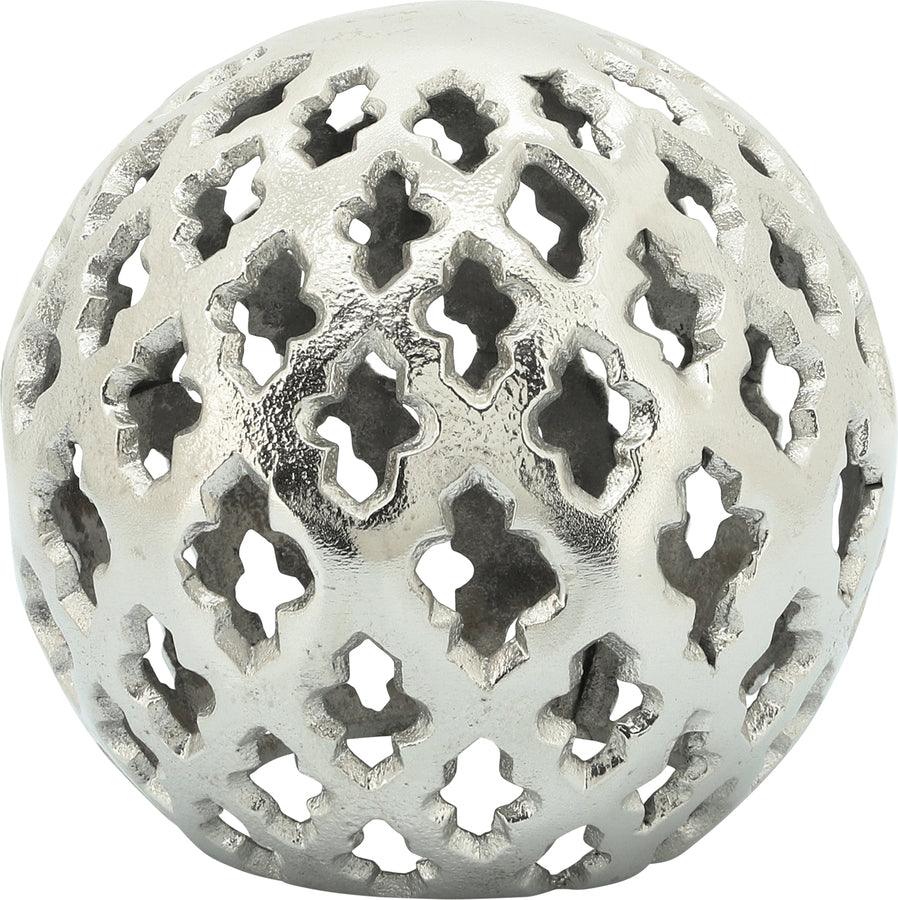 Sagebrook Home Decorative Objects - Metal, 6" Cut-Out Orb, Silver
