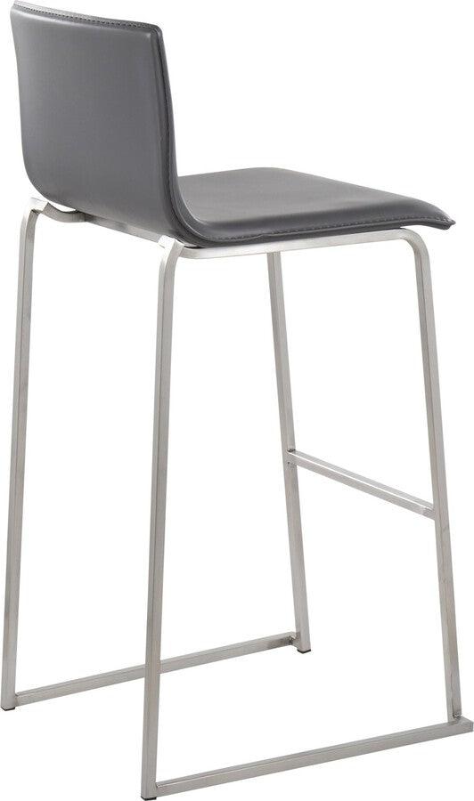 Lumisource Barstools - Mara Barstool In Stainless Steel & Grey Faux Leather (Set of 2)
