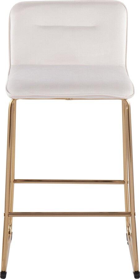 Lumisource Barstools - Casper Fixed-Height Contemporary Counter Stool in Gold Metal and Cream Velvet - Set of 2