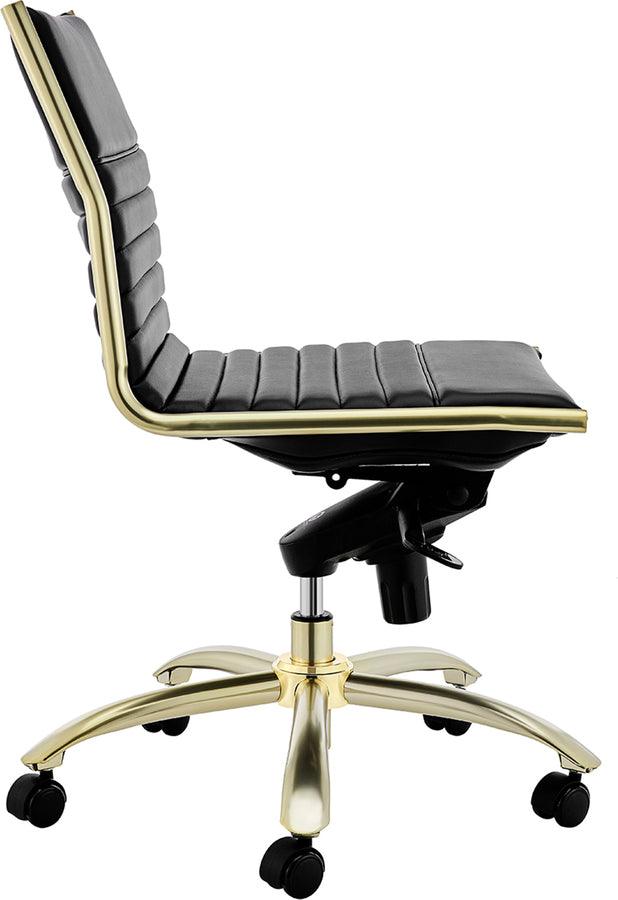 Euro Style Task Chairs - Dirk Low Back Office Chair w/o Armrests Black