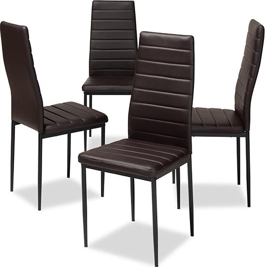 Wholesale Interiors Dining Chairs - Armand Contemporary Brown Faux Leather Upholstered Dining Chair (Set of 4)