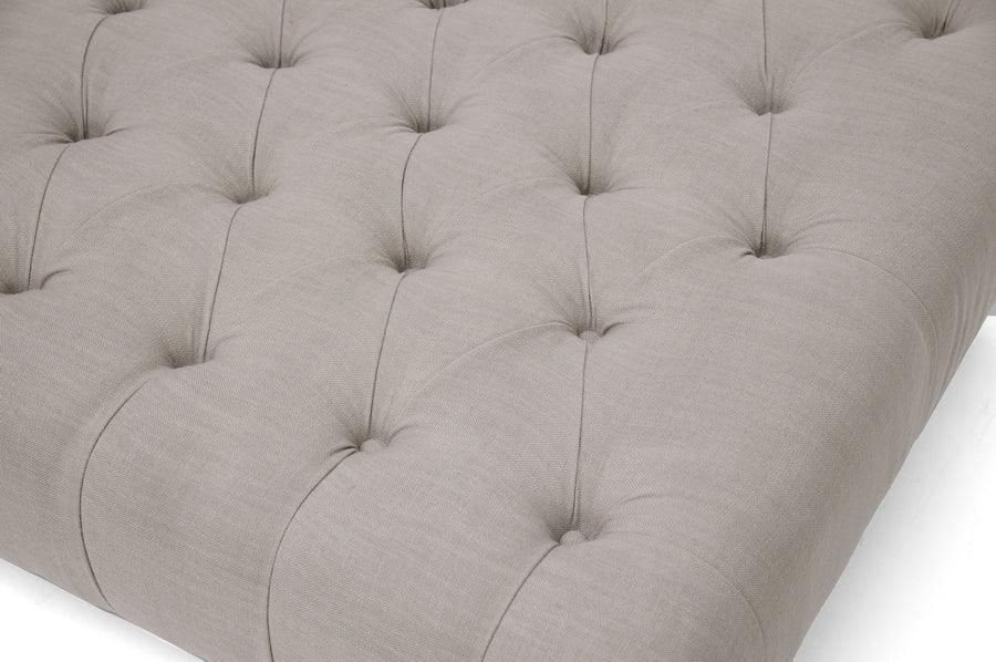 Wholesale Interiors Ottomans & Stools - Keswick Beige Linen Modern Tufted Ottoman