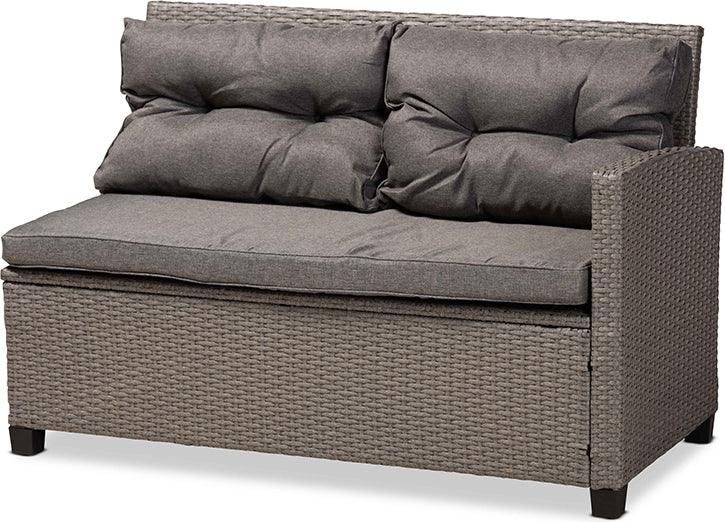 Wholesale Interiors Outdoor Conversation Sets - Darian Contemporary Grey Fabric and Grey Synthetic Rattan 4-Piece Patio Set