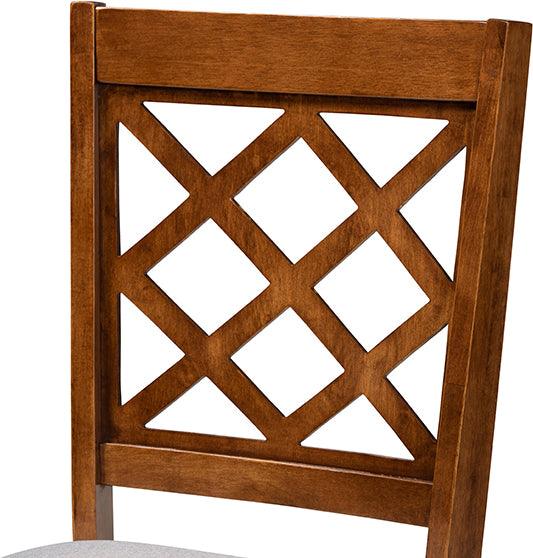 Wholesale Interiors Dining Sets - Verner Grey Fabric Upholstered and Walnut Brown Finished Wood 7-Piece Dining Set