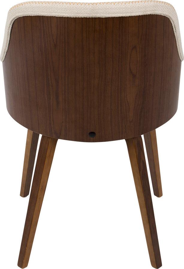 Lumisource Dining Chairs - Bacci Mid-Century Modern Dining/ Accent Chair in Walnut Wood and Cream Fabric