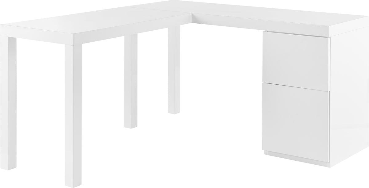 Euro Style Desks - Tresero L-Desk in High Gloss White 29" H