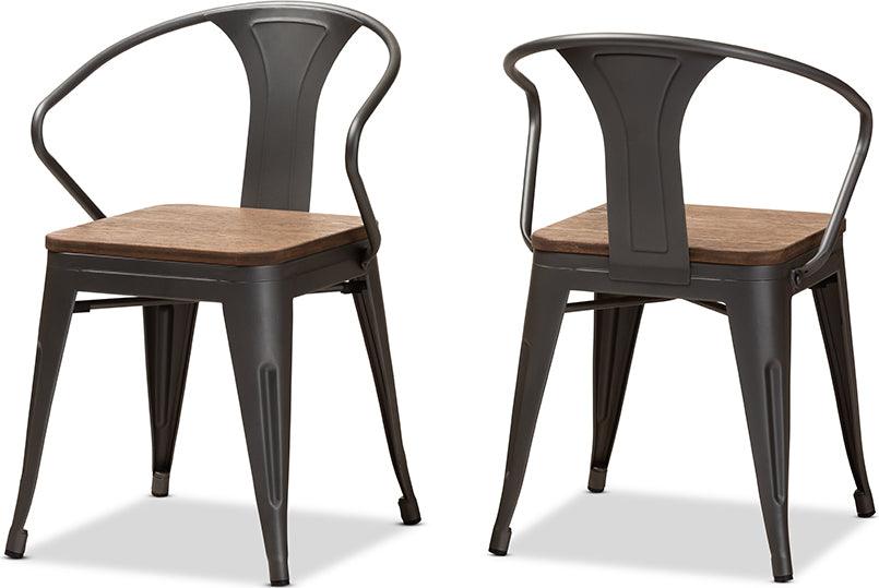 Wholesale Interiors Dining Chairs - Henri Vintage Style Tolix-Inspired Bamboo and Steel Stackable Side Chair Set of 2