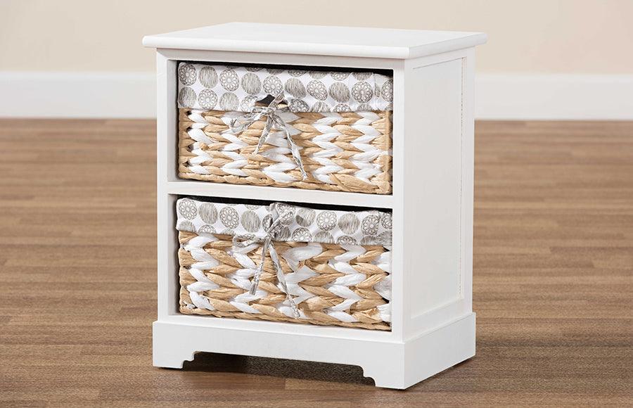 Wholesale Interiors Bedroom Organization - Rianne Modern Transitional White Finished Wood 2-Basket Storage Unit