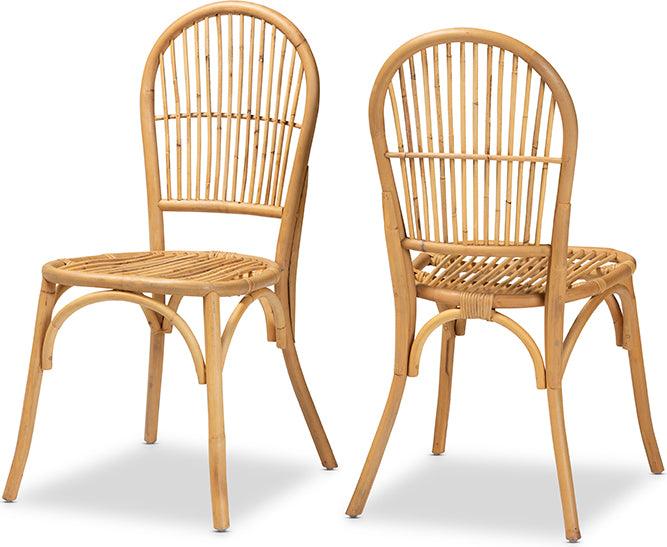 Wholesale Interiors Dining Chairs - Wina Modern Bohemian Natural Brown Rattan 2-Piece Dining Chair Set