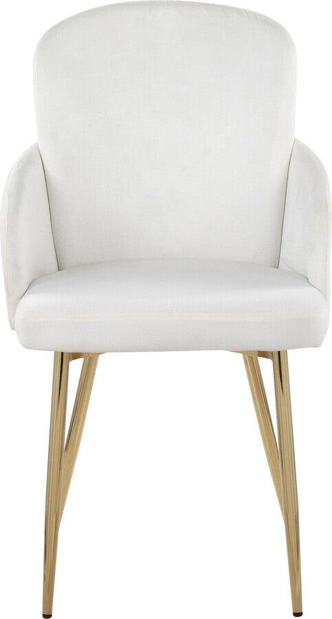Lumisource Dining Chairs - Dahlia Contemporary Dining Chair In Gold Metal & Cream Velvet With Gold Accent (Set of 2)