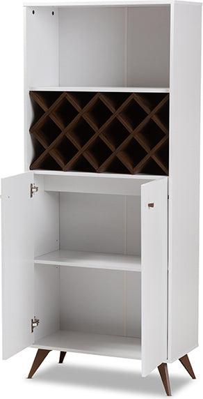 Wholesale Interiors Buffets & Sideboards - Serafino Modern and Walnut Finished Wood Wine Cabinet White & Walnut Brown