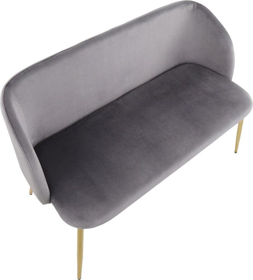 Lumisource Benches - Fran Glam Bench in Gold Steel and Grey Velvet