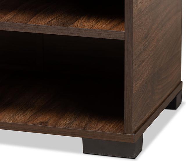 Wholesale Interiors Shoe Storage - Raina Two-Tone Walnut Brown and Black Finished Wood 2-Door Shoe Storage Cabinet