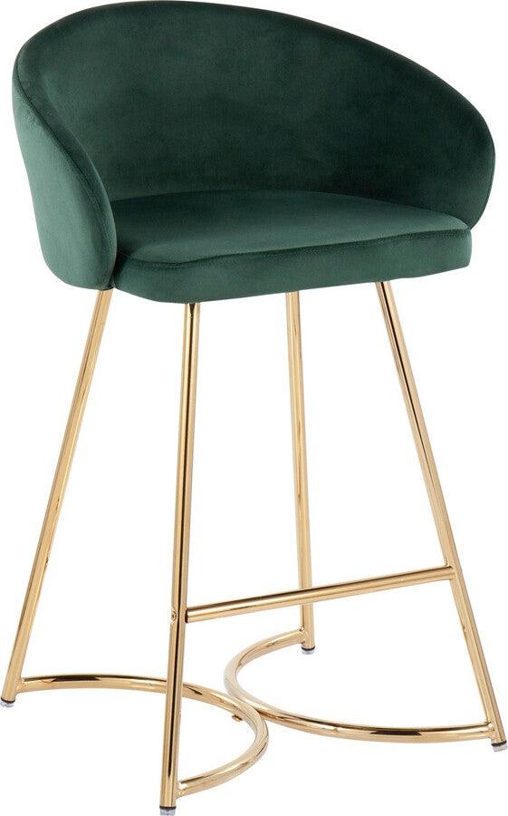 Lumisource Barstools - Cece /Glam Counter Stool In Gold Steel & Green Velvet (Set of 2)