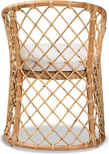 Wholesale Interiors Dining Chairs - Orchard Modern Bohemian White Fabric Upholstered and Natural Brown Rattan Dining Chair