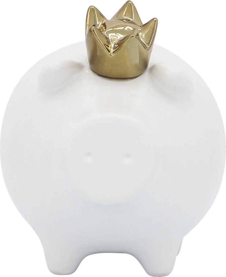 Sagebrook Home Decorative Objects - Ceramic 6" Pig With Crown White