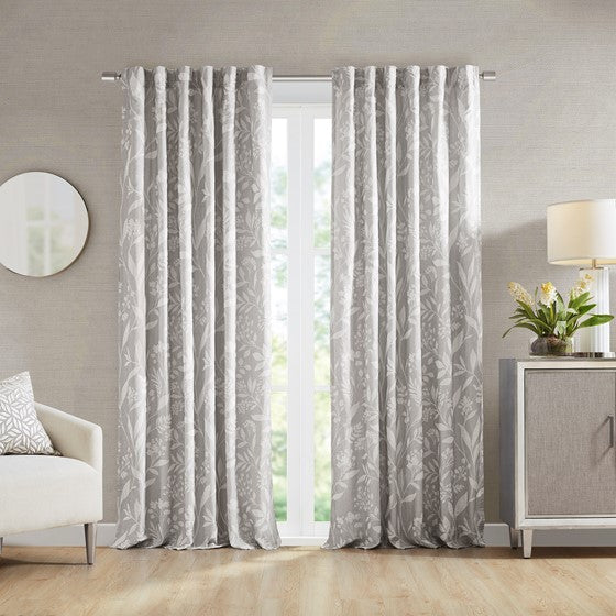 Olliix.com Curtains - Floral Curtain Panel (Single) Linen