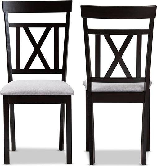 Wholesale Interiors Dining Chairs - Rosie Grey Fabric Upholstered And Espresso Brown Finished Dining Chair Set Of 2