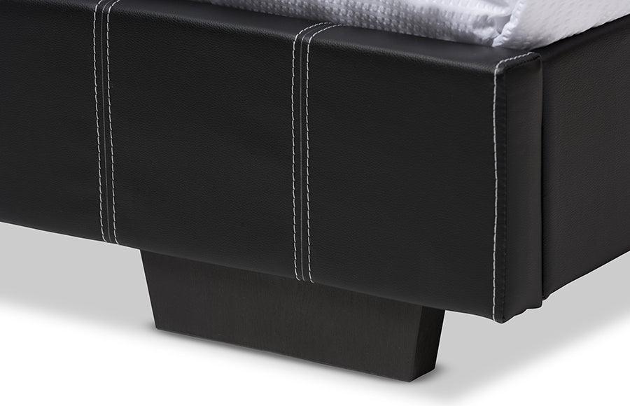 Wholesale Interiors Beds - Atlas Modern And Contemporary Black Faux Leather Full Size Platform Bed