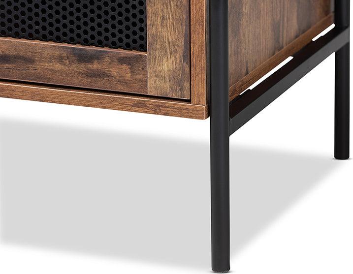 Wholesale Interiors TV & Media Units - Valeska Modern Industrial Walnut Brown Finished Wood and Black Metal 2-Door TV Stand