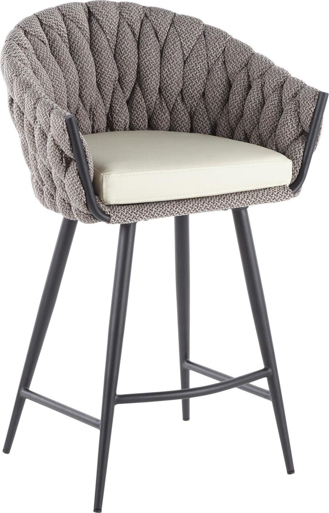 Lumisource Barstools - Braided Matisse Counter Stool Black & Gray & Cream