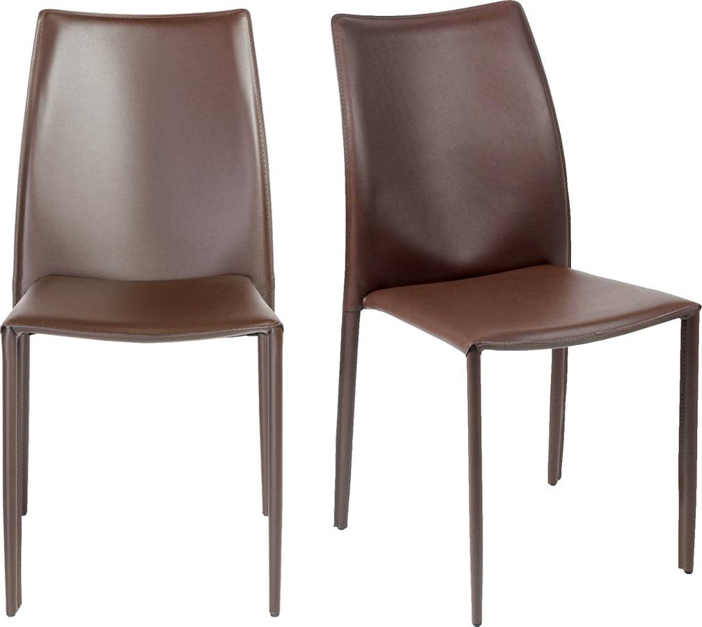 Euro Style Dining Chairs - Dalia Stacking Side Chair in Brown - Set of 2