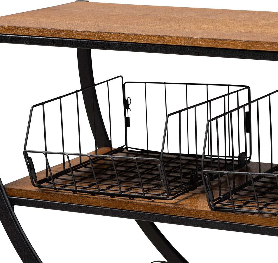 Wholesale Interiors Consoles - Frieda Walnut Brown Wood & Black Finished Metal Console Cart