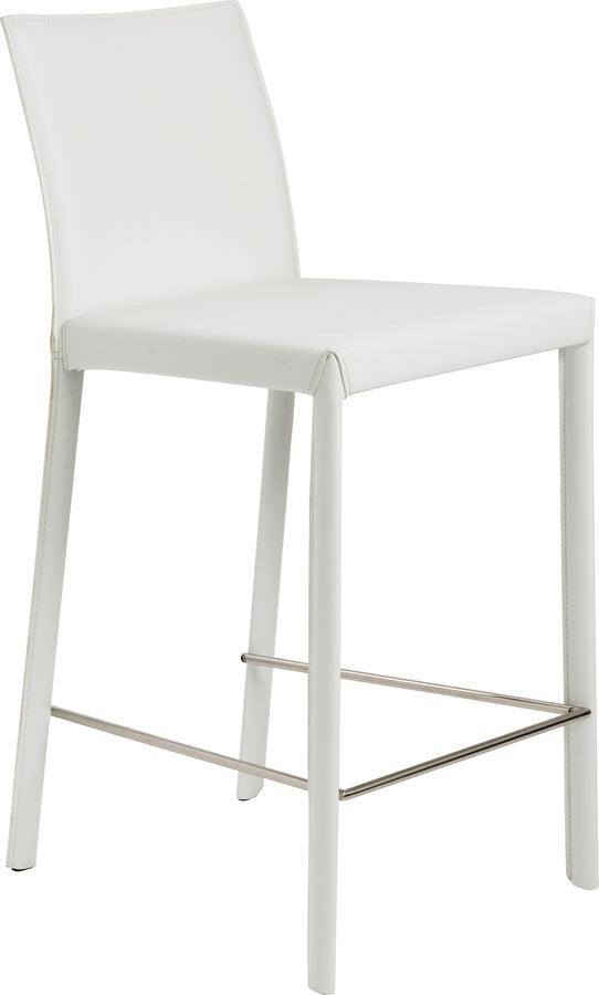 Euro Style Barstools - Hasina Counter Stool in White with Polished Stainless Steel Legs - Set of 2