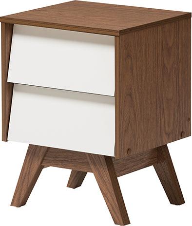 Wholesale Interiors Bedroom Sets - Hildon Mid-Century Modern Two-Tone White and Walnut Brown Finished Wood 3-Piece Storage Set