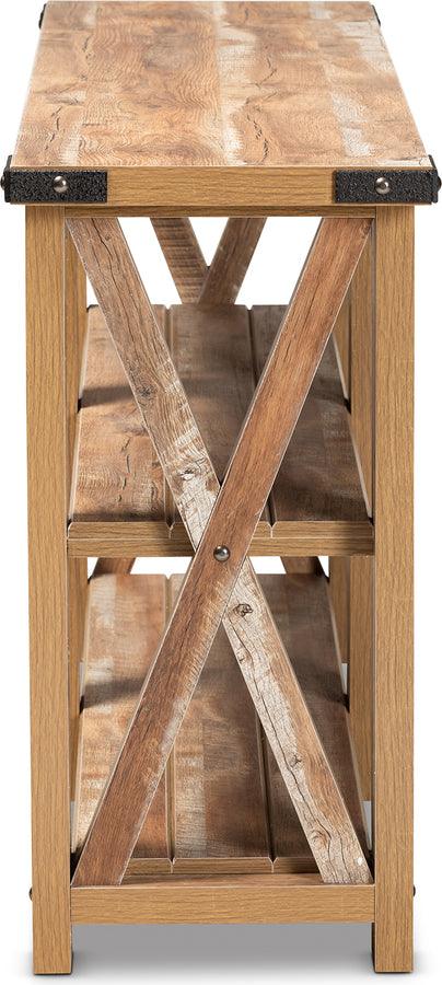 Wholesale Interiors Consoles - Angelo Modern and Contemporary Rustic Oak Brown Finished Wood Console Table