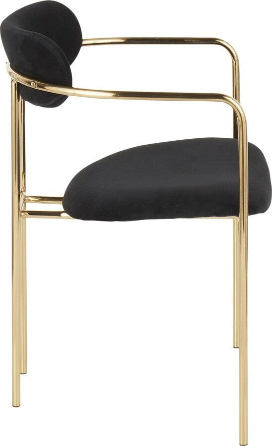 Lumisource Dining Chairs - Demi Contemporary Chair in Gold Metal and Black Velvet - Set of 2