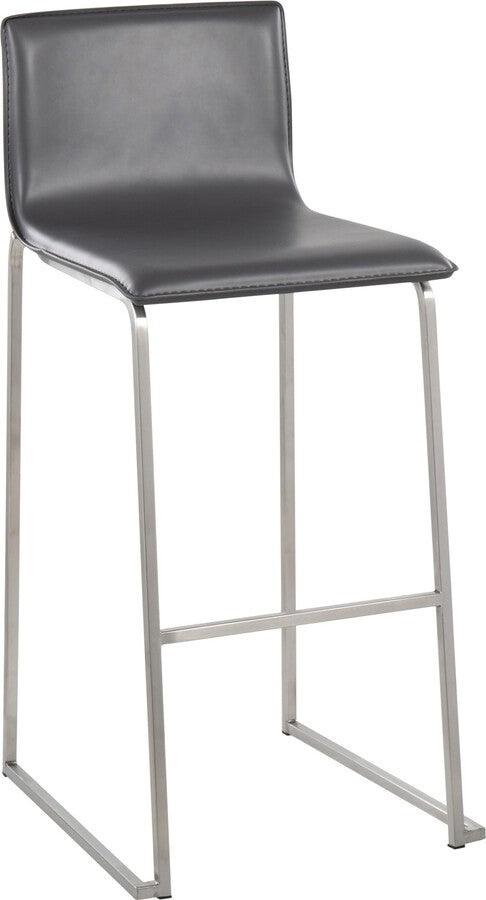 Lumisource Barstools - Mara Barstool In Stainless Steel & Grey Faux Leather (Set of 2)