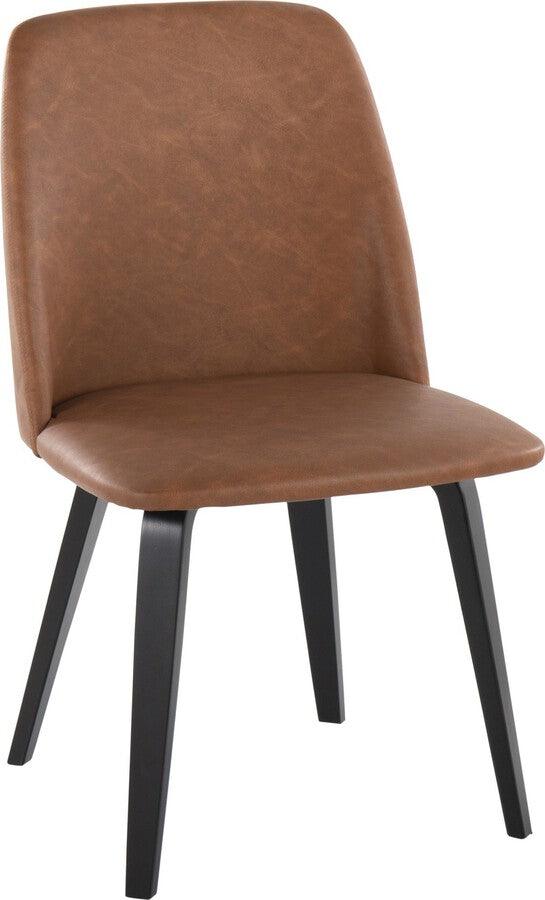 Lumisource Dining Chairs - Toriano Contemporary Dining Chair In Black Wood & Camel Faux Leather (Set of 2)