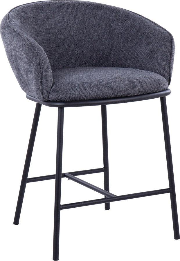 Lumisource Barstools - Ashland Counter Stool In Black Steel & Charcoal Fabric (Set of 2)