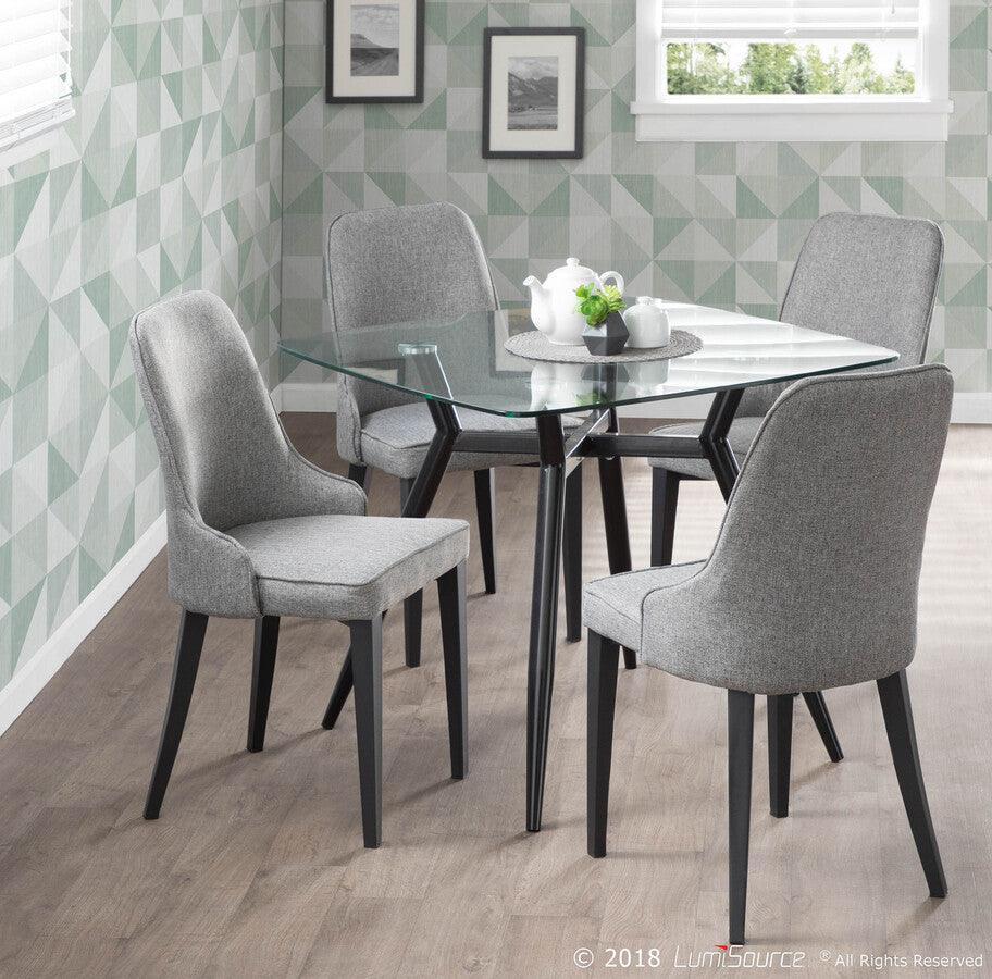 Lumisource Dining Chairs - Nueva Contemporary Accent/Dining Chair in Black Metal and Grey Fabric - Set of 2