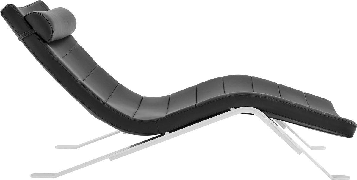 Euro Style Accent Chairs - Gilda Lounge Chair in Black with Silver Base