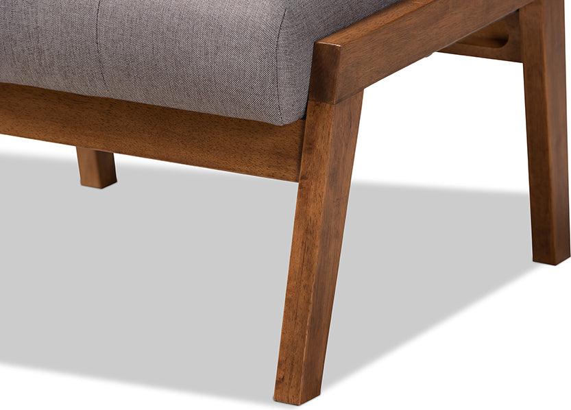 Wholesale Interiors Ottomans & Stools - Naeva Mid-Century Modern Gray Fabric Upholstered Walnut Finished Wood Footstool