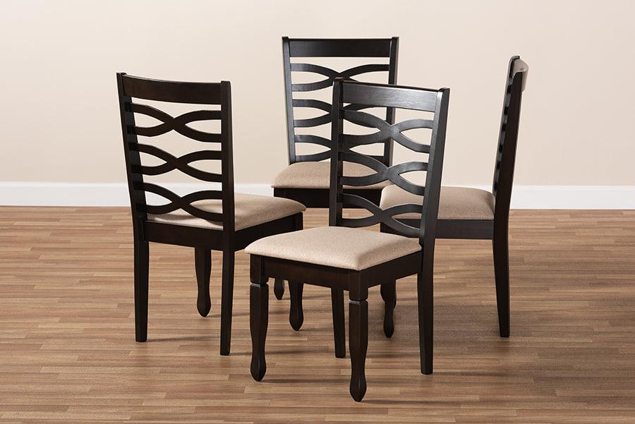 Wholesale Interiors Dining Chairs - Lanier Contemporary Sand Fabric Espresso Brown Wood Dining Chair (Set of 4)