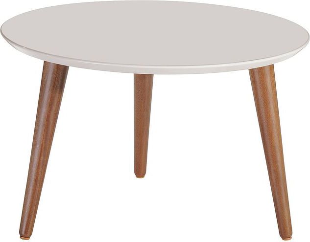 Manhattan Comfort Coffee Tables - Moore 23.62" Round Mid-High Coffee Table in Off White