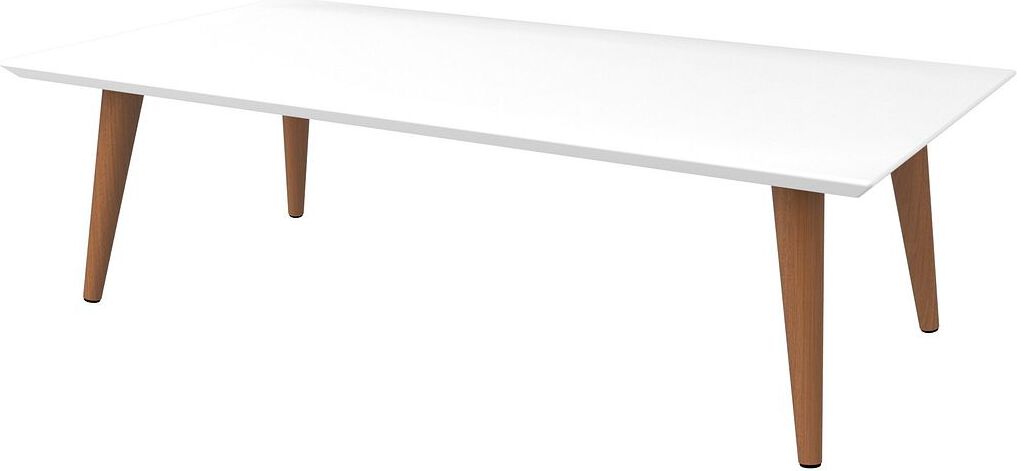 Manhattan Comfort Coffee Tables - Utopia 11.81" High Rectangle Coffee Table with Splayed Legs in Off White and Maple Cream
