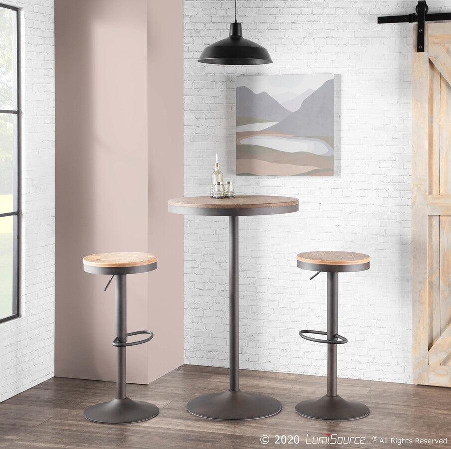 Lumisource Bar Tables - Dakota Industrial Adjustable Bar / Dinette Table in Antique and Brown