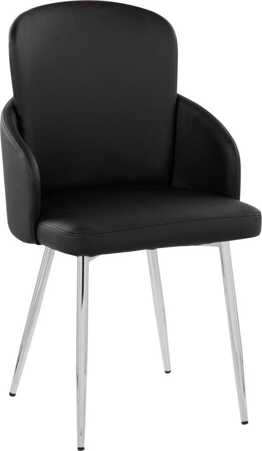 Lumisource Dining Chairs - Dahlia Contemporary Dining Chair In Chrome Metal & Black Faux Leather With Chrome Accent (Set of 2)